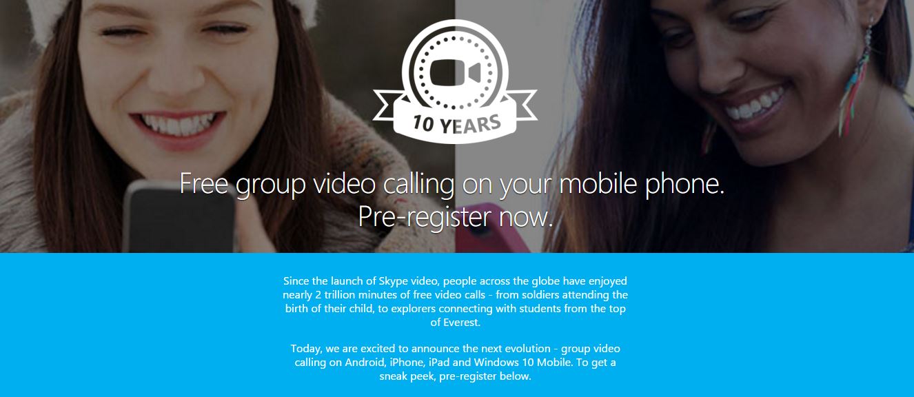 Skype ฉลอง10ปี เปิดลงทะเบียน Group Video Callingฟรี