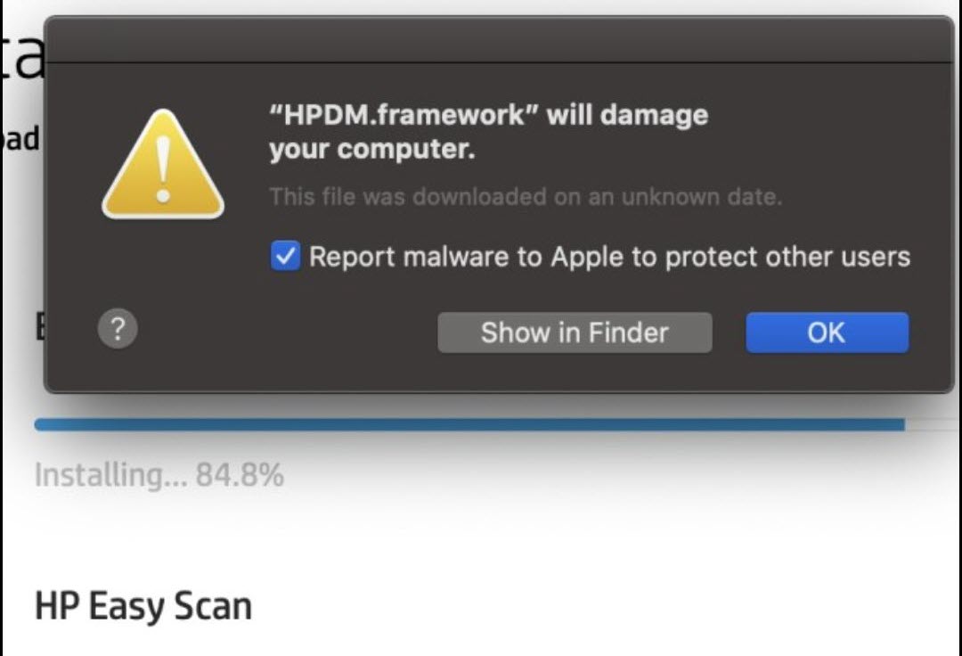วิธีแก้ข้อความ hpdm.framework will damage your computer
