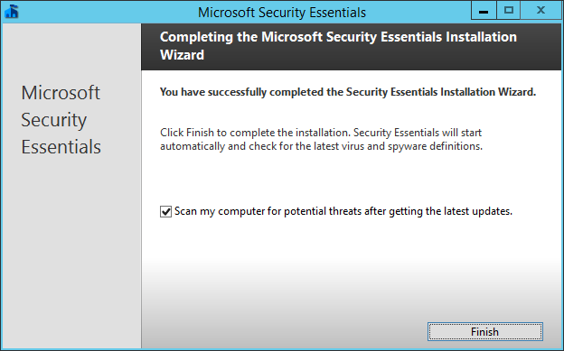 ติดตั้ง Microsoft Security Essentials บน Windows Server